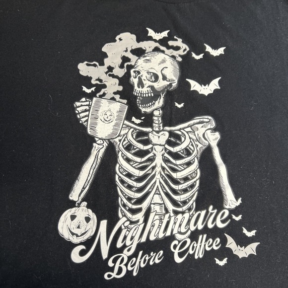 Goodie Two Sleeves Nightmare Before Coffee XXL Skeleton Black T Shirt S\S - Picture 8 of 11